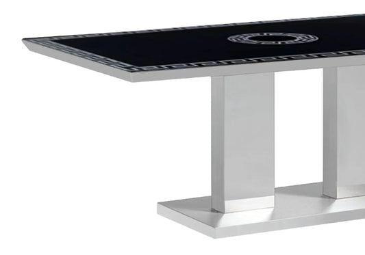 Table basse moderne chromée et verre versace | Lenz