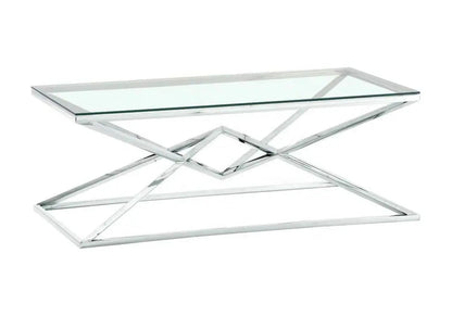 Table basse design argentée verre trempé | Kaelo