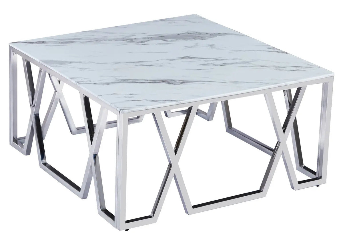 Table basse design en métal chromé effet marbre | Kypo