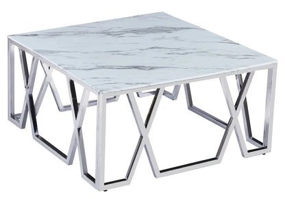 Table basse design en métal chromé effet marbre | Kypo