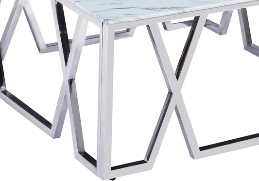 Table basse design en métal chromé effet marbre | Kypo