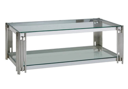 Table basse design moderne verre et acier chromé | Zalys