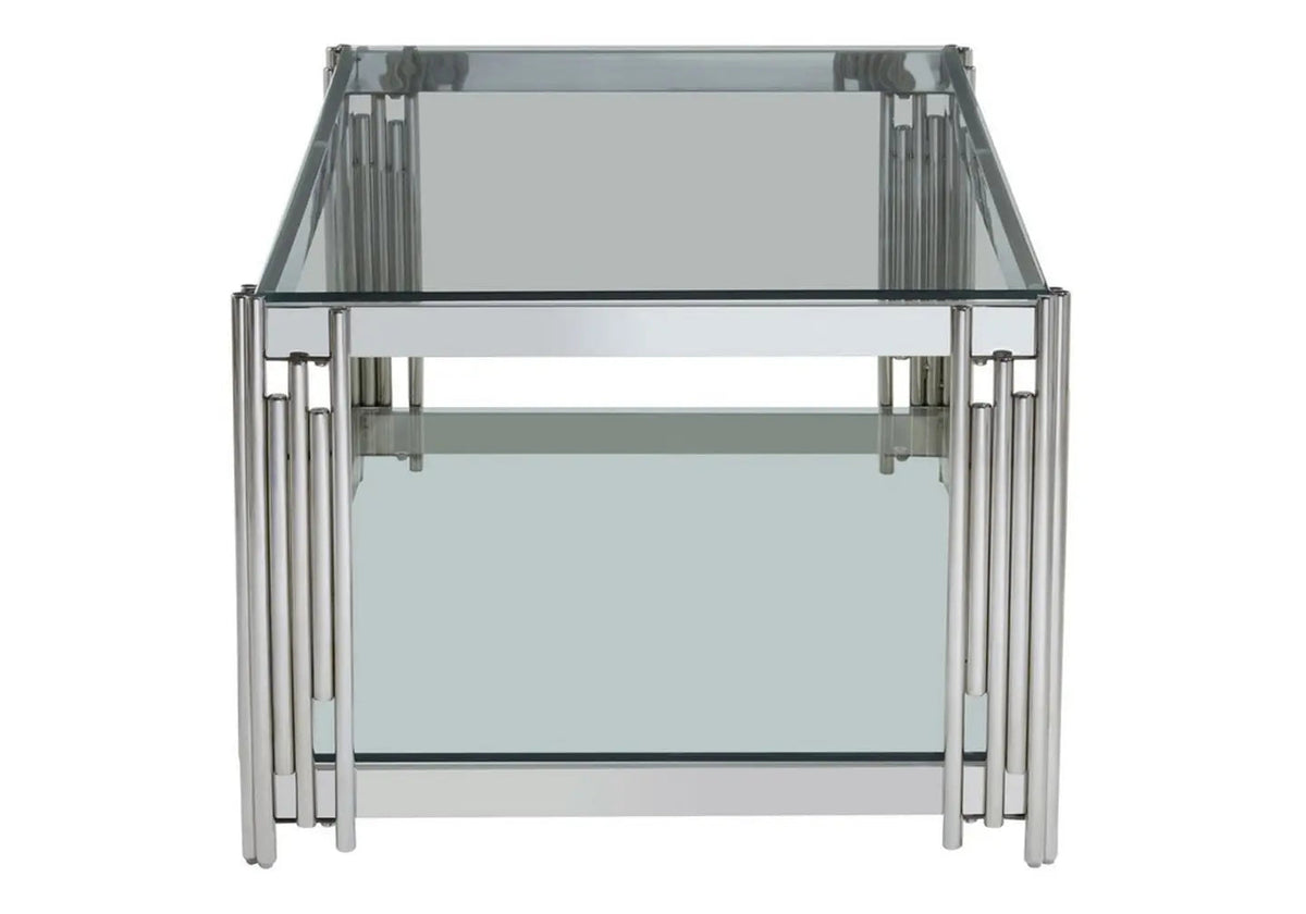 Table basse design moderne verre et acier chromé | Zalys