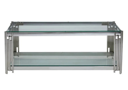 Table basse design moderne verre et acier chromé | Zalys