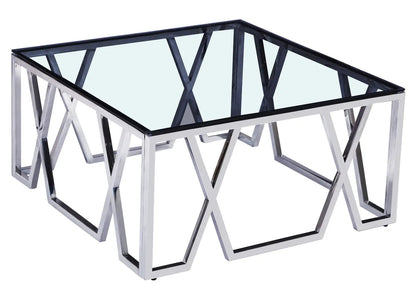 Table basse design verre trempé et métal chromé | Kypo