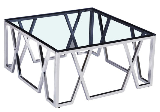 Table basse design verre trempé et métal chromé | Kypo