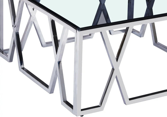 Table basse design verre trempé et métal chromé | Kypo