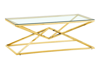 Table basse design acier doré et verre trempé | Kaelo