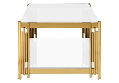 Table basse design verre blanc et métal doré | Zalys