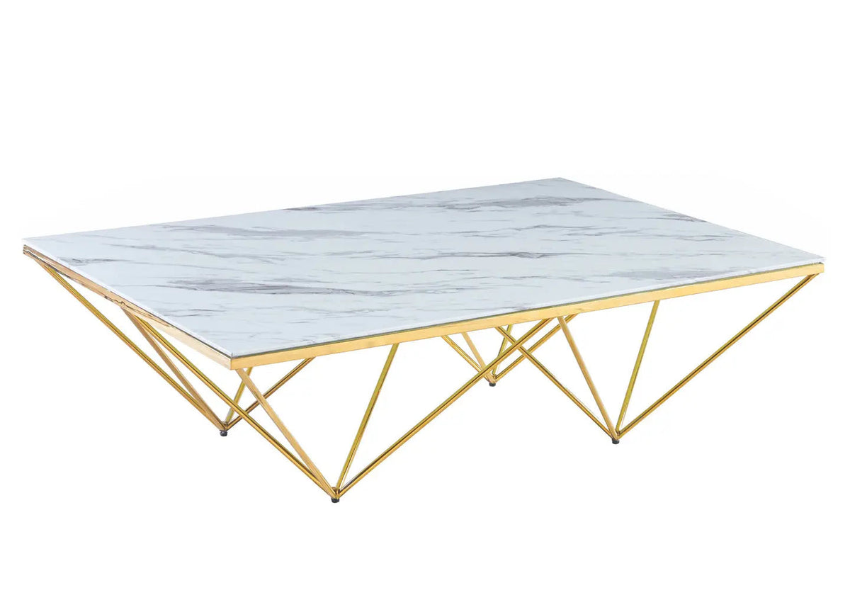 Table basse design en métal doré effet marbre | Zenvia