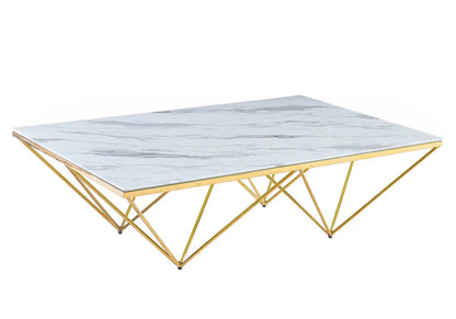 Table basse design en métal doré effet marbre | Zenvia