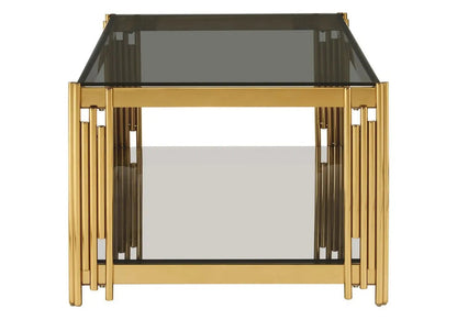 Table basse design dorée et verre trempé noir | Zalys