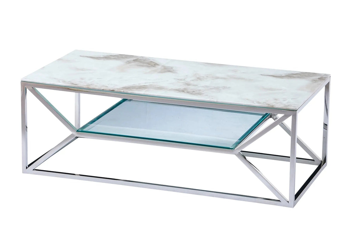 Table basse design marbre blanc pour salon | Orivo