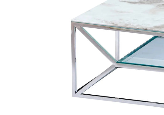 Table basse design marbre blanc pour salon | Orivo