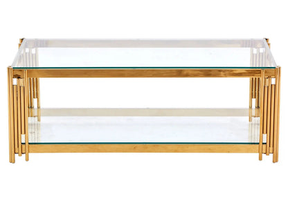 Table basse design verre trempé et métal doré | Zalys