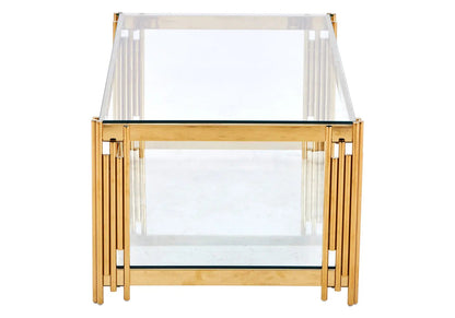 Table basse design verre trempé et métal doré | Zalys