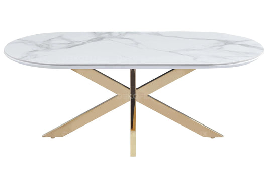 Table basse en céramique marbre blanc et métal doré | Vexta