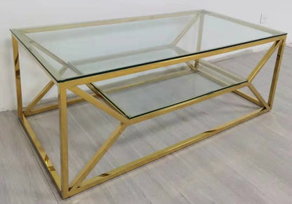 Table basse dorée verre au design contemporain | Orivo