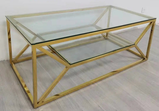 Table basse dorée verre au design contemporain | Orivo