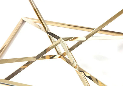 Table basse dorée verre effet marbre blanc | Kaelo