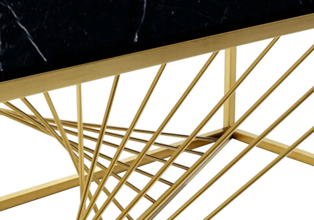 Table basse design dorée verre effet marbre noir | Cael