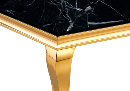Table basse rectangulaire effet marbre noir et or | Halo