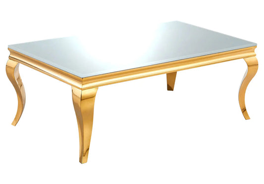 Table basse rectangulaire miroir et acier doré | Halo