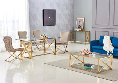 Table basse double plateau verre trempé doré | Nexa