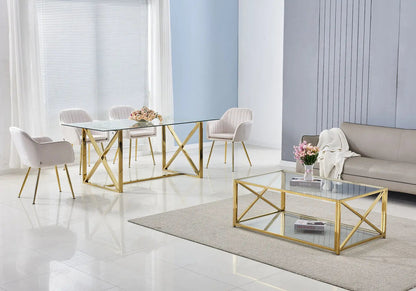 Table basse double plateau verre trempé doré | Nexa