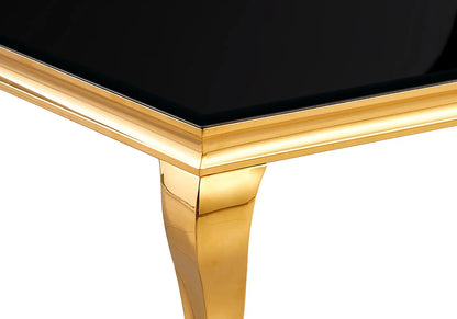 Table basse rectangulaire verre noir et or | Halo