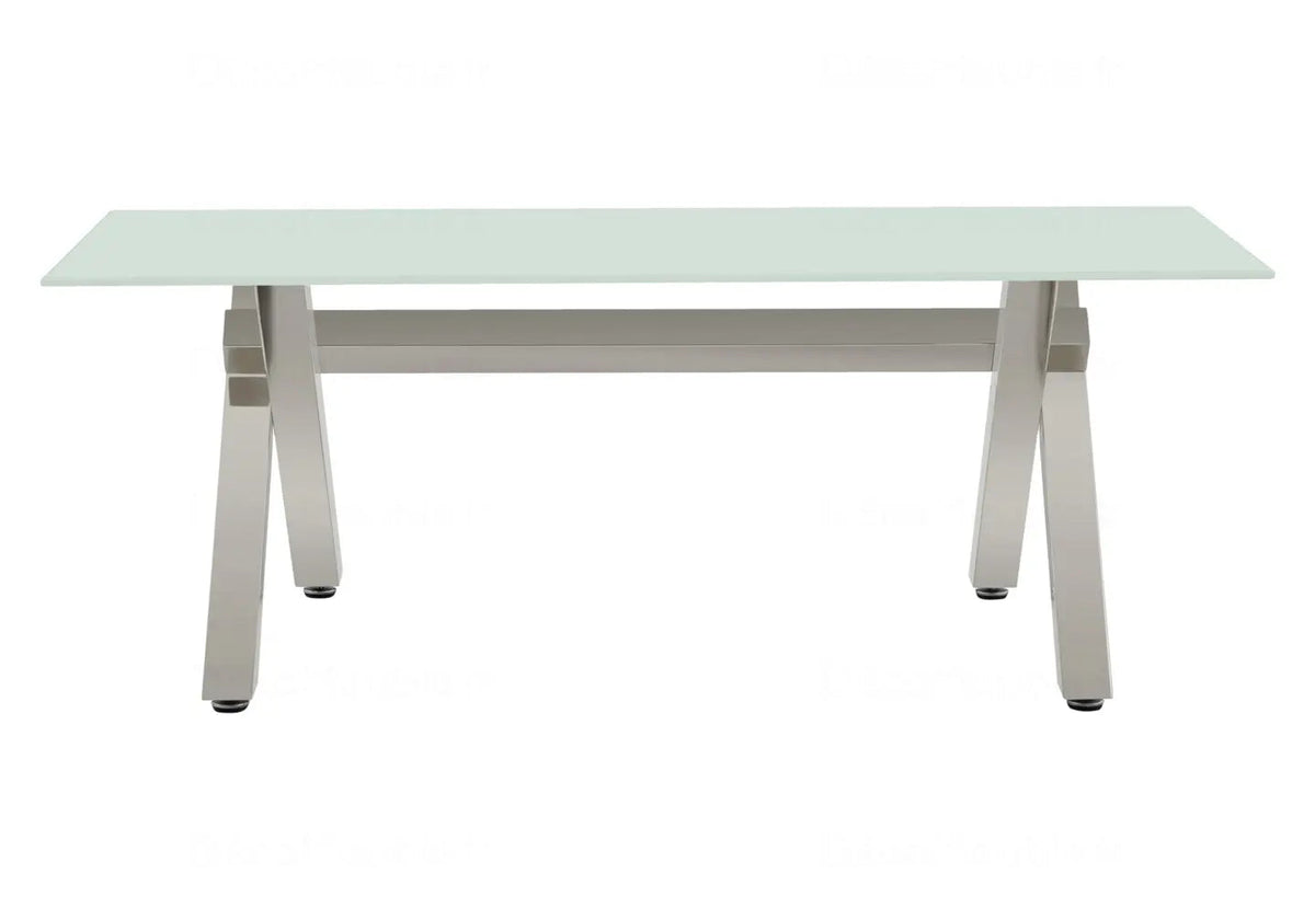 Table basse verre trempé et pieds x argent | Zyro