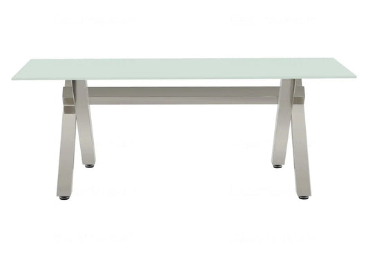 Table basse verre trempé et pieds x argent | Zyro