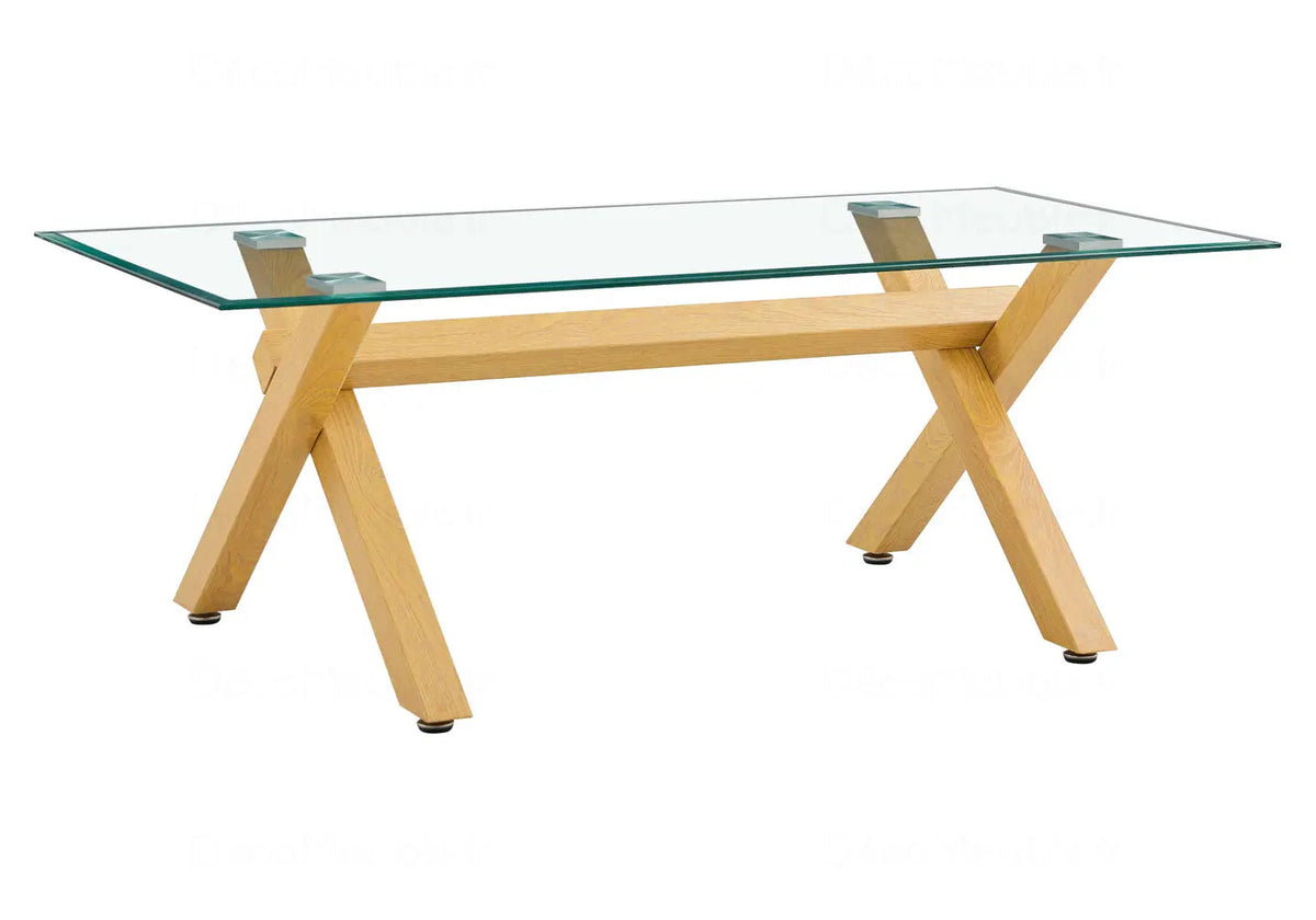 Table basse scandinave verre trempé et bois | Zyro