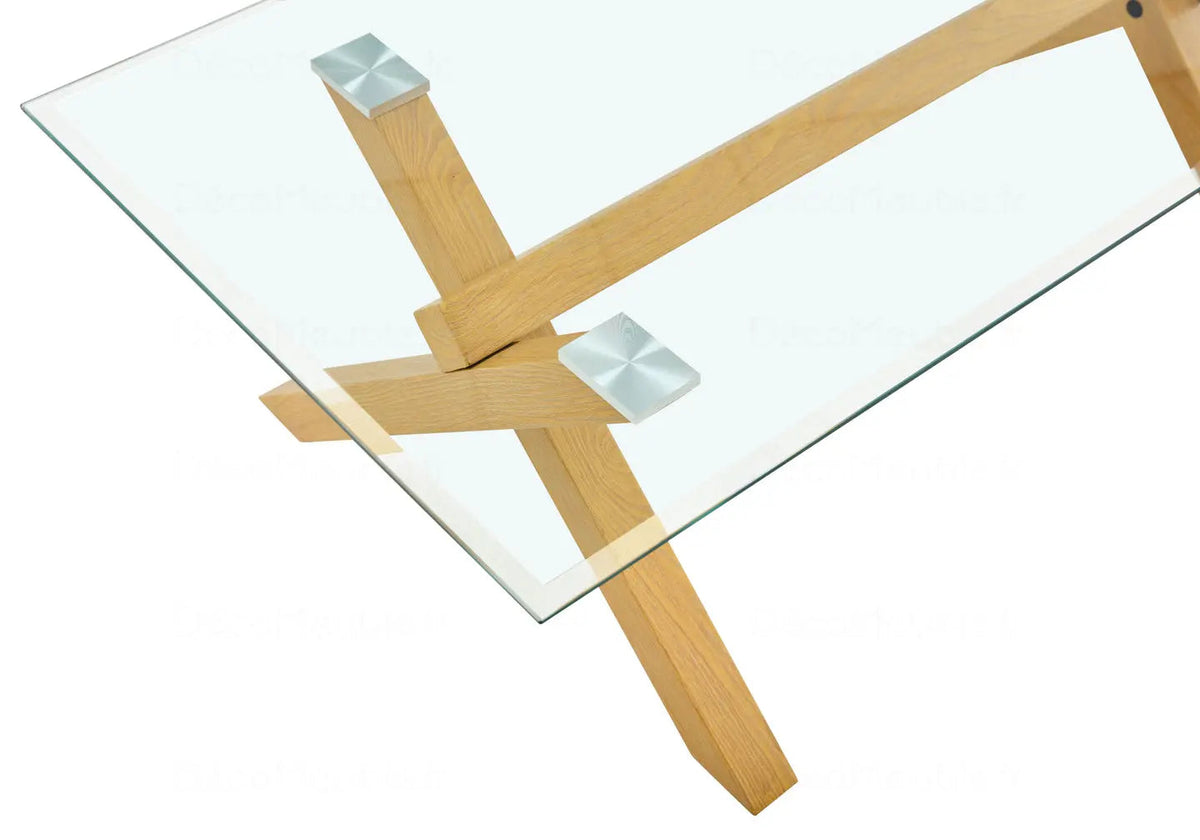 Table basse scandinave verre trempé et bois | Zyro