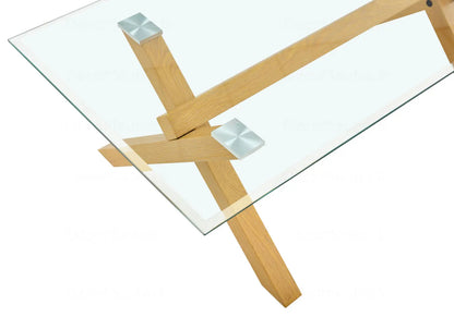 Table basse scandinave verre trempé et bois | Zyro