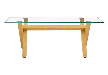 Table basse scandinave verre trempé et bois | Zyro