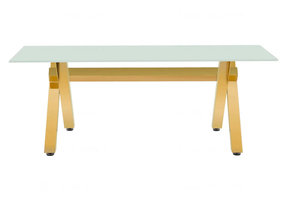 Table basse verre trempé avec pieds x dorés | Zyro