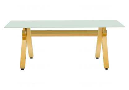 Table basse verre trempé avec pieds x dorés | Zyro