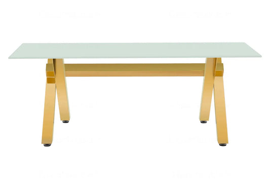 Table basse verre trempé avec pieds x dorés | Zyro