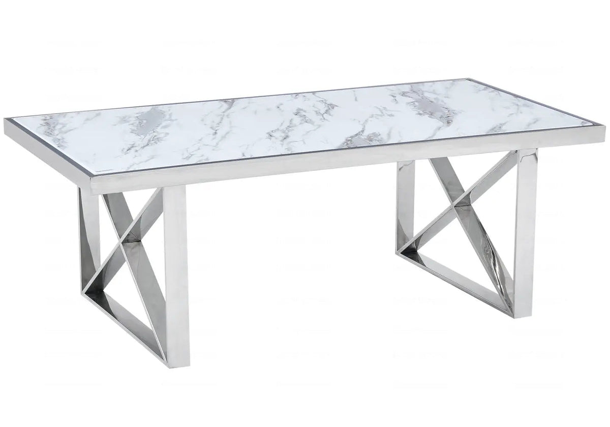 Table basse marbre blanc et pieds en métal doré | Zyra