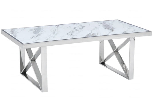 Table basse marbre blanc et pieds en métal doré | Zyra