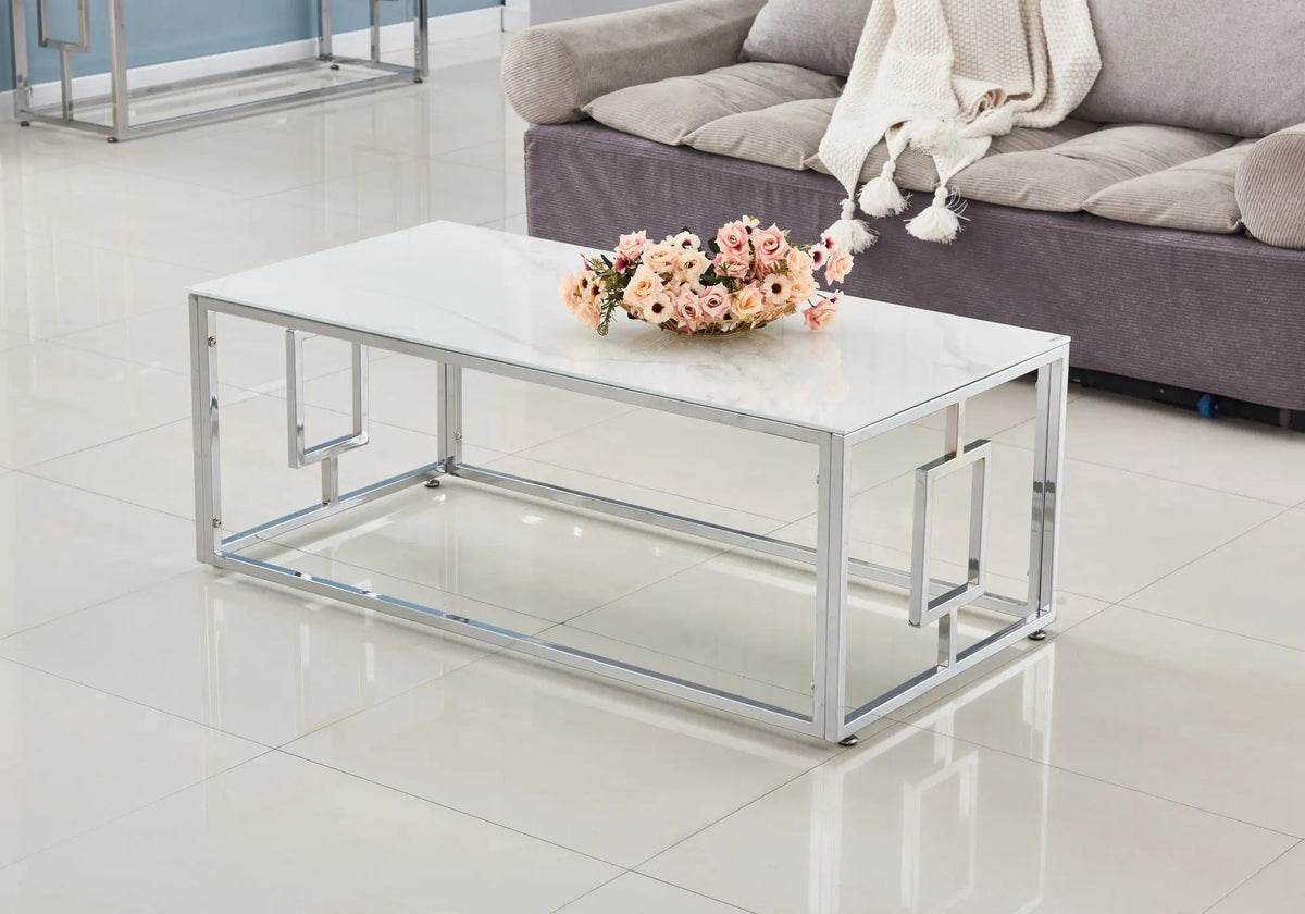 Table basse marbre blanc pour un salon moderne | Zelix