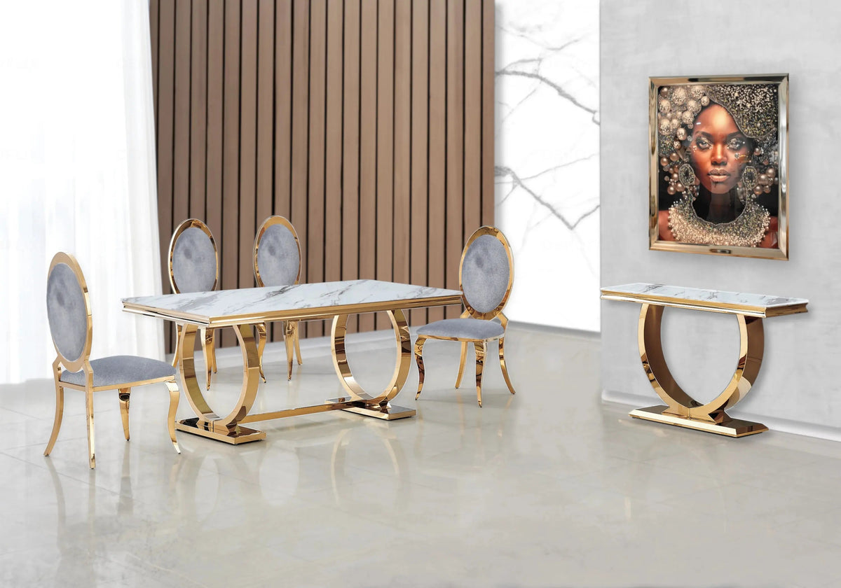 Table basse effet marbre blanc et acier doré | Zyra