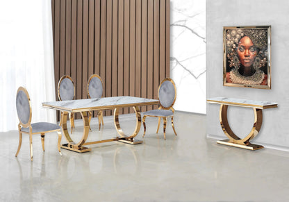 Table basse effet marbre blanc et acier doré | Zyra