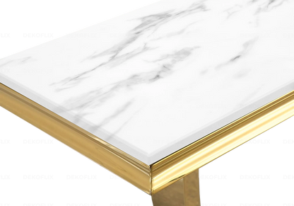 Table basse effet marbre blanc et acier doré | Zyra