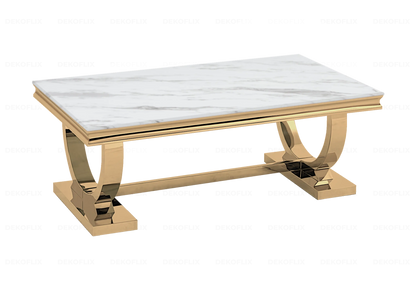 Table basse effet marbre blanc et acier doré | Zyra