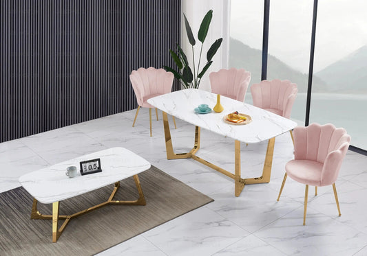 Table basse marbre blanc et piètement doré | Vetra