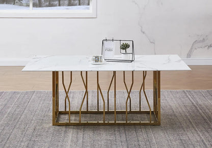 Table basse verre marbré blanc et acier chromé | Lusor