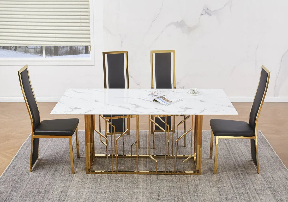 Table basse verre marbré blanc et acier chromé | Lusor