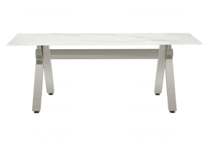 Table basse marbre blanc et pieds x argent | Zyro